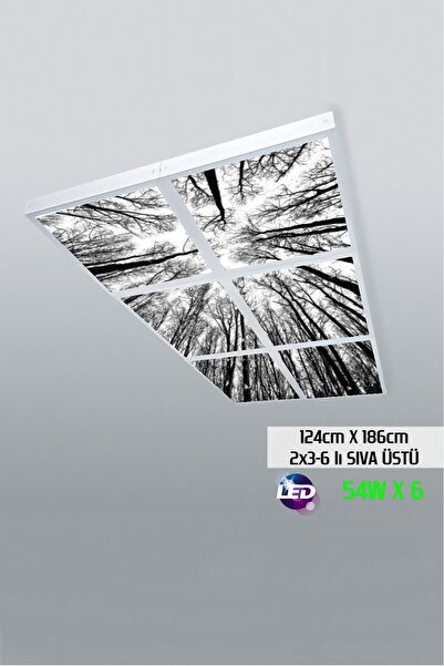 Gökyüzü Panel 124cm X 186cm-altılı- Led-sıva Üstü-324 Watt-mağaza Led Aydınla...