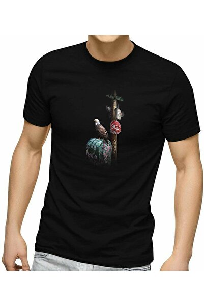 Raf Coll Tricou unisex, negru, cu decolteu, slim fit, din bumbac organic cu i...