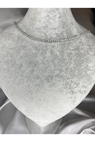 PashDesign Rodyum Kadın Su Yolu Choker Kolye 1mm
