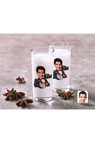 Bk Gift Kişiye Özel Renkli Baskılı Godfather Baba Karikatürlü Ikili Rakı Bard...