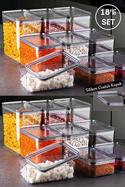 Nandy Home Set of 18 - Rectangular Sealed, Leak-Proof Lid Storage and Food Container Transparent