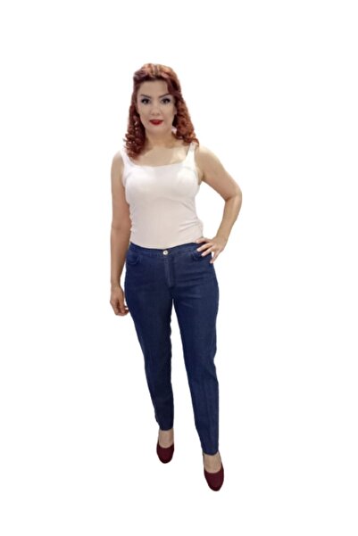 ZY BUTİK Plus Size Blue High Waist Jeans