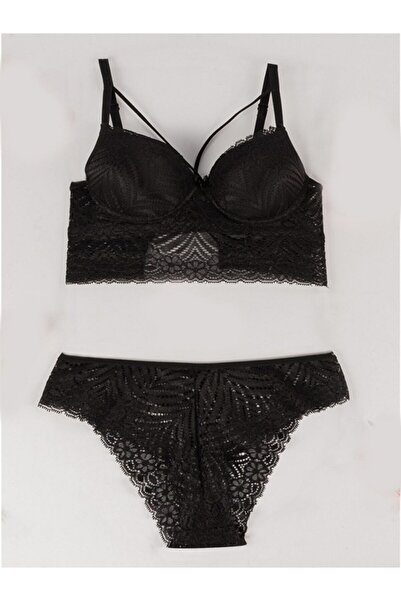 Yapıcı Underwear طقم حمالة صدر نسائية سوداء مبطنة