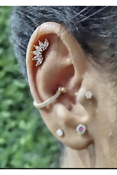 Arescollection Cerrahi Çelik Gold Renk Helix Tragus Kıkırdak Piercingi