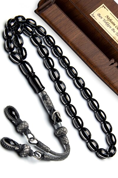 OTTOTESBİH Gümüş Kazaz Püsküllü 7.5x11.5mm Kapsül Kesim Oltutaşı Tesbih