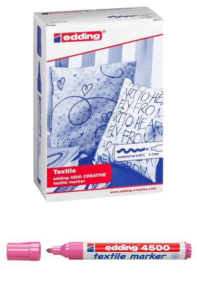 Edding Fosforlu Pembe 10'lu Paket Kalıcı Tekstil , T- Shirt Kalemi/ 4500/ 2-3...