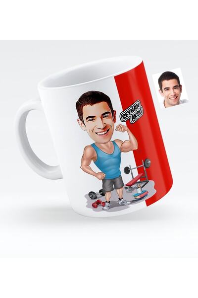 Bk Gift Kişiye Özel Bay Sporcu Karikatürlü Beyaz Kupa Bardak