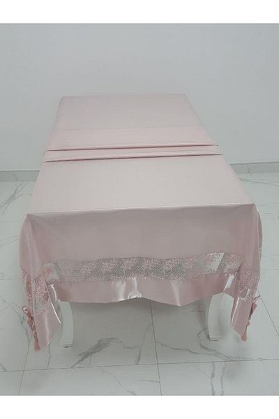 Finezza Bridal Luxe Lacy Monorail Fabric Powder Tablecloth 170x330 Cm - 1029