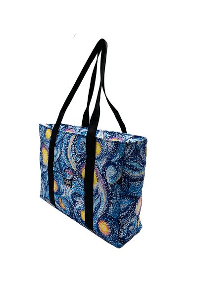 Differ Studio Blue Van Gogh Patterned Waterproof Beach/arm/shoulder/sports Bag with Black Inner Bag