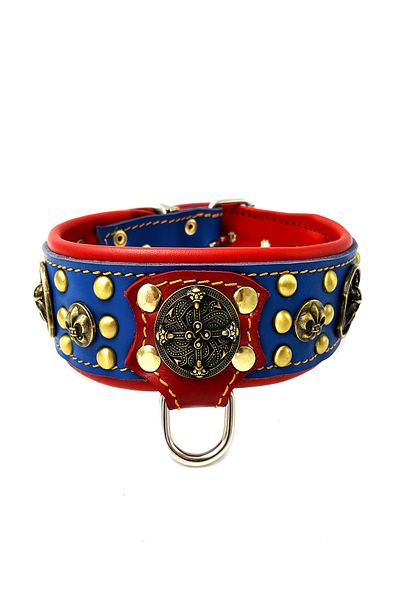 Tasma Market Navy Blue Warrior Viking Leather Dog Collar