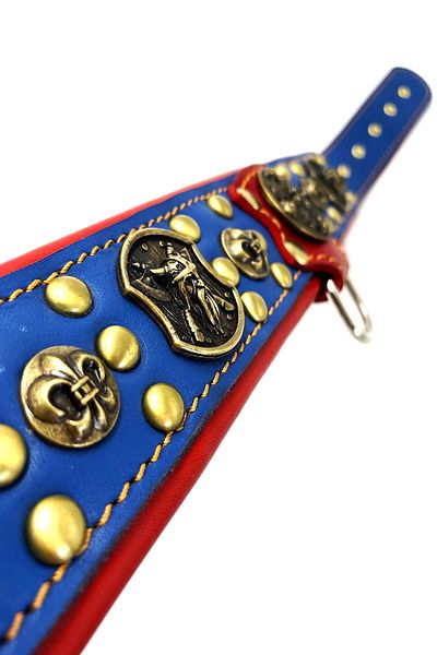 Tasma Market Navy Blue Warrior Viking Leather Dog Collar