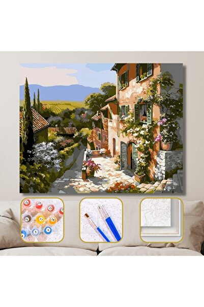 Genel Markalar Sayılarla Boyama Seti Kasnaklı Taş Evler 50 X 65 Cm