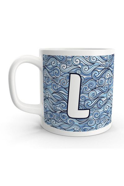 Rock'n Fox Letter L Sea Wave Patterned Sailor Design Letter Mug