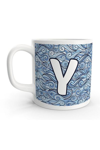 Rock'n Fox Letter Y Sea Wave Patterned Sailor Design Letter Mug