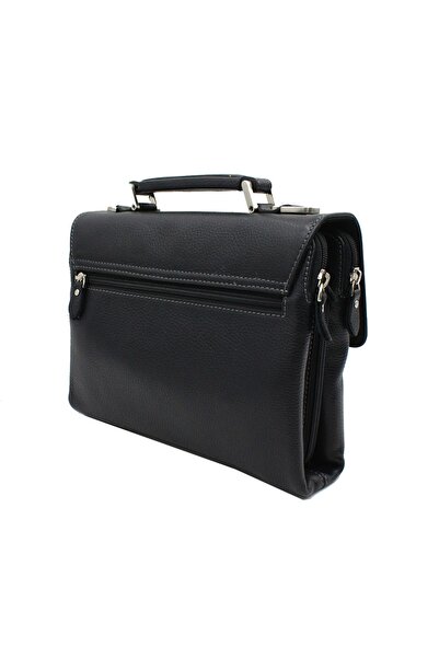 Aka Deri 350 Genuine Leather Men's Hand and Shoulder Strap Bag Black