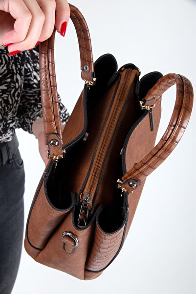 By Hakan Dm1242& Hand and Shoulder Strap Bag Brown