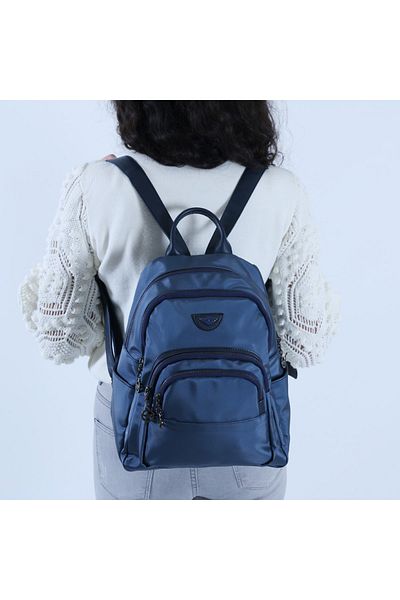 MEGA 613 Satin Women's Backpack Navy Blue