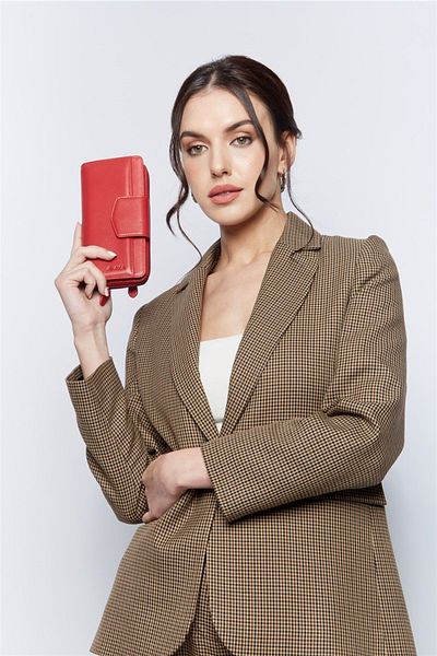 Aka Deri 428 100% Genuine Leather Women's Wallet Red