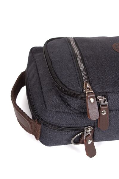 By Hakan Ανδρική τσάντα χειρός και ώμου από καμβά 2030 Μαύρη