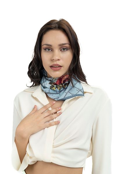 Sarar Women's Pearl Silk Patterned Scarf-bandana