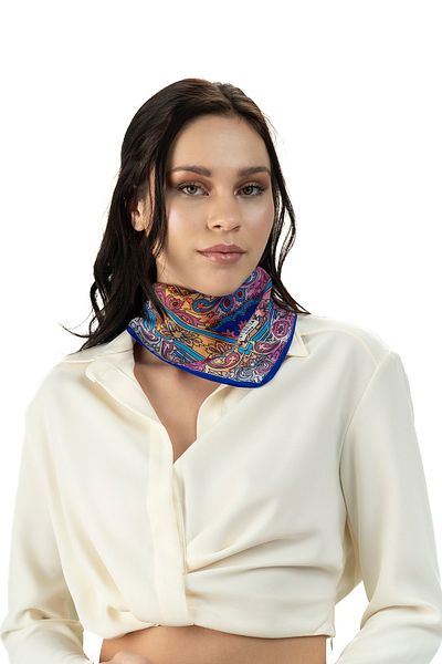 Sarar Women's Pearl Silk Patterned Scarf-bandana