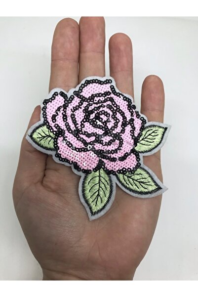 oldskoolbutik Розова черна роза с пайети