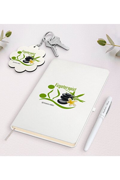Bk Gift Kişiye Özel Fizyoterapist Beyaz Defter Kalem Ve Anahtarlık Hediye Seti