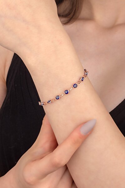 Miavi Silver 925 Ayar Gümüş Koyu Mavi Nazar Boncuğu Model Bileklik