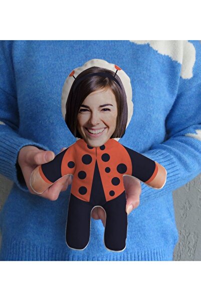 Bk Gift Kişiye Özel Fotoğraflı Uğur Böceği Bebek Yastık