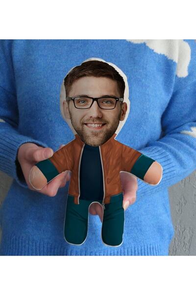 Bk Gift Kişiye Özel Fotoğraflı Eğlenceli Surat Bebek Yastık-62