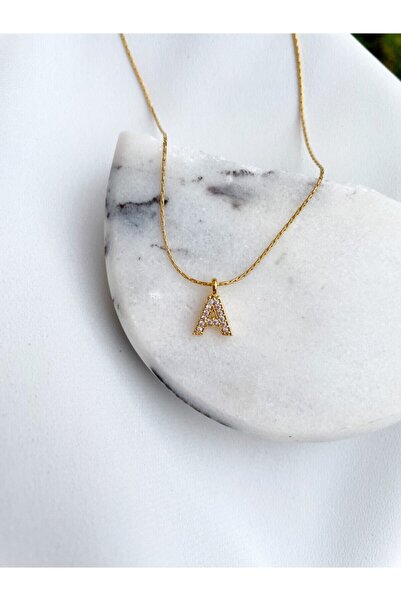 Created by NA Zircon Stone Letter A Necklace