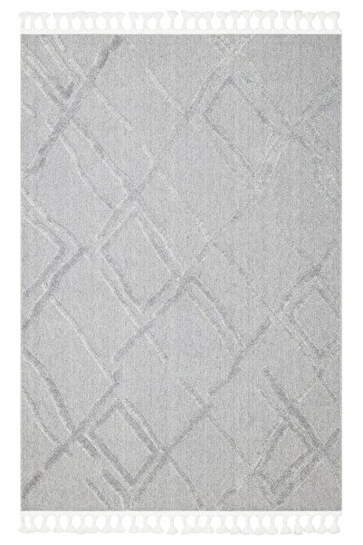 MEVAHALI Eko Halı Terazzo Trz 03 Grey Hav Toz Vermez Yumuşak Etnik Örgü Desen Sahip Modern Iskindinav Halı