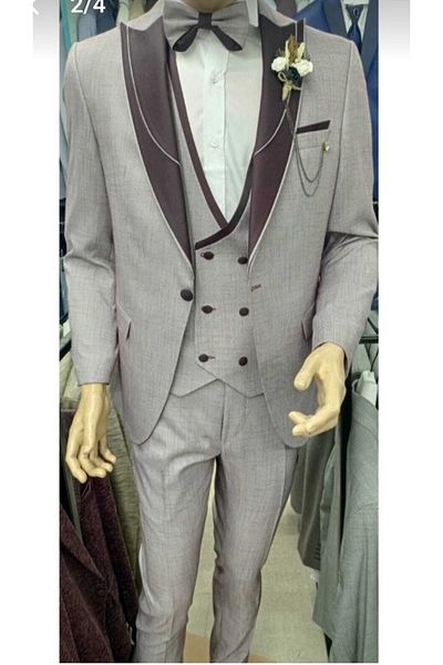 RAGAZZO Slim Fit Groom Suit Tuxedo with Vest