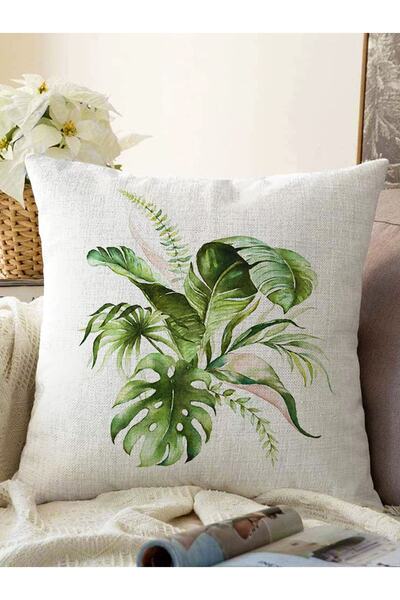 Realhomes Verde Tropical Leaf Design Decorativ Raschel Tricotat Perna Husa de...