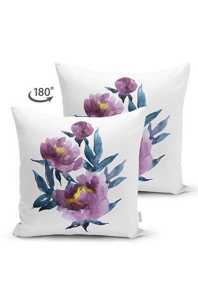 Realhomes Modern Suede Pillow Cushion Cover with Watercolor Motif and Rose Design