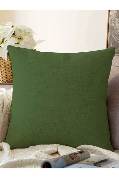 Realhomes Husă de pernă tricotată Raschel modernă, de culoare verde închis, imprimată digitală