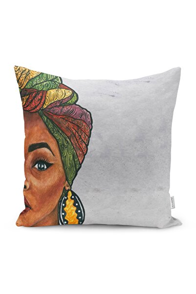 Realhomes غطاء وسادة من جلد الغزال مطبوع رقميًا بتصميم نسائي أفريقي عرقي