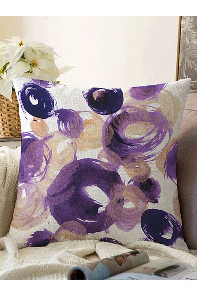 Realhomes Watercolor Motif Oval Drawing Decorative Raschel Knitted Pillow Throw Pillow Cover