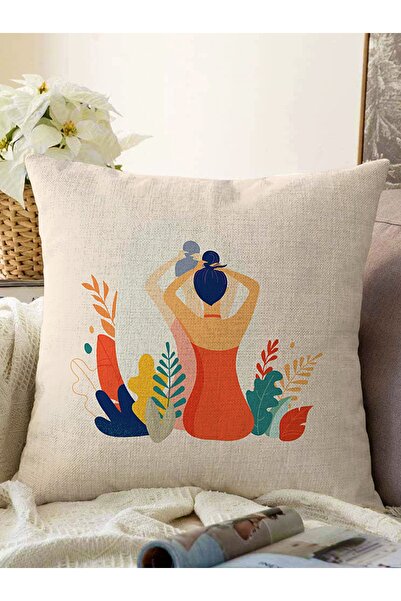 Realhomes Çiçek Tasarımlı Kadın Figürlü Dekoratif Raşel Örme Yastık Kırlent K...