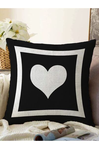 Realhomes Fundal negru, alb, înrămat, inimă, desen, imprimat digital, Raschel...