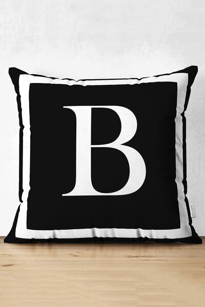 Realhomes خلفية سوداء بيضاء مؤطرة حرف B الرقمية المطبوعة من جلد الغزال وسادة ...