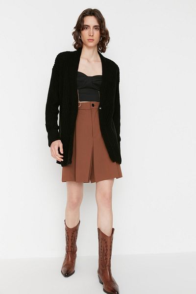 Trendyol Collection Black Knitted Cardigan with Binding Detail