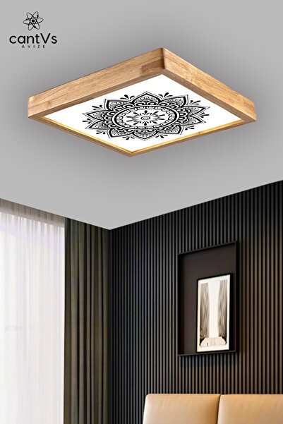 Aquaform Ahşap Çerçeveli Desen Baskılı Led 60x60cm Panel Avize 6500k