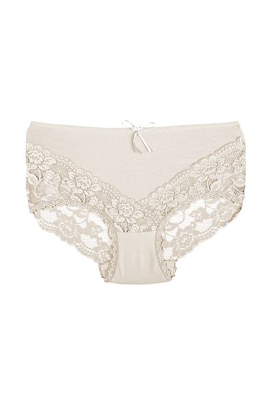 Zena Ecru High Waist Lace Cotton Plus Size Women's Panties