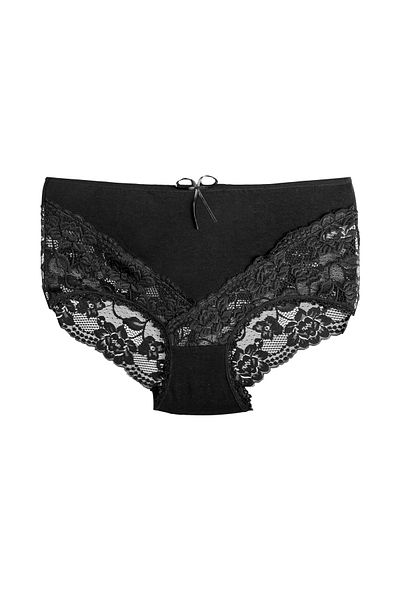 Zena Black High Waist Lace Cotton Plus Size Women's Panties