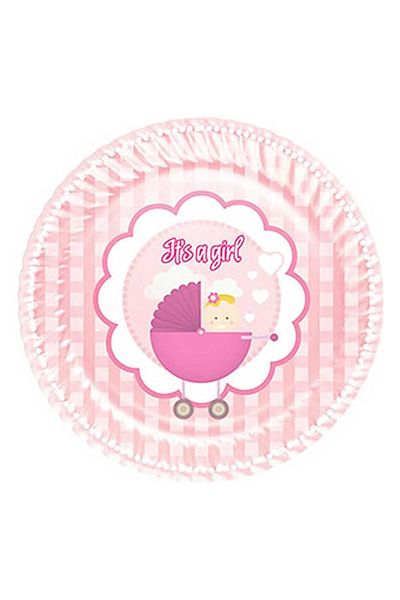 Roll-Up Kikajoy Baby Girl Cardboard Plate 23 cm 8 Pcs