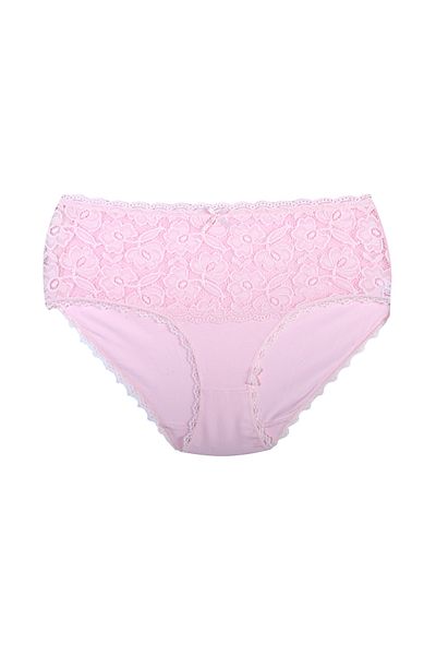 Zena Pink High Waist Lace And Cotton Plus Size Women's Panties