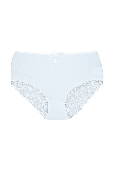 Zena Chiloți de damă cu talie înaltă din bumbac cu dantelă în V cu talie înaltă