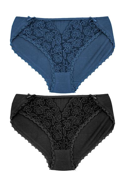 Zena 2-Piece High Waist Lace Front Plus Size Women's Panties