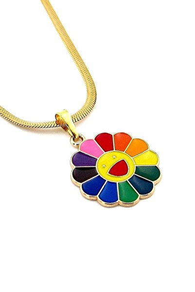Solfera Daisy Smiley Italian Flat Steel Chain Women Necklace Q0537